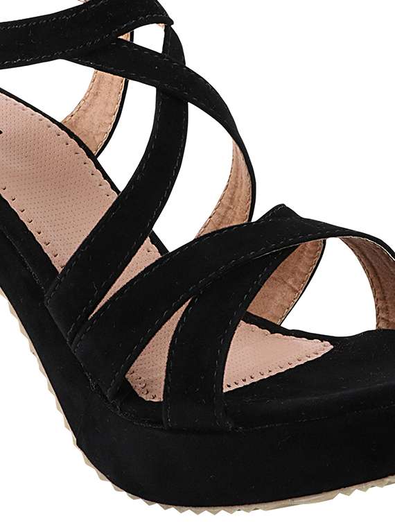 black suede ankle strap sandals - 17805833 - Standard Image - 4
