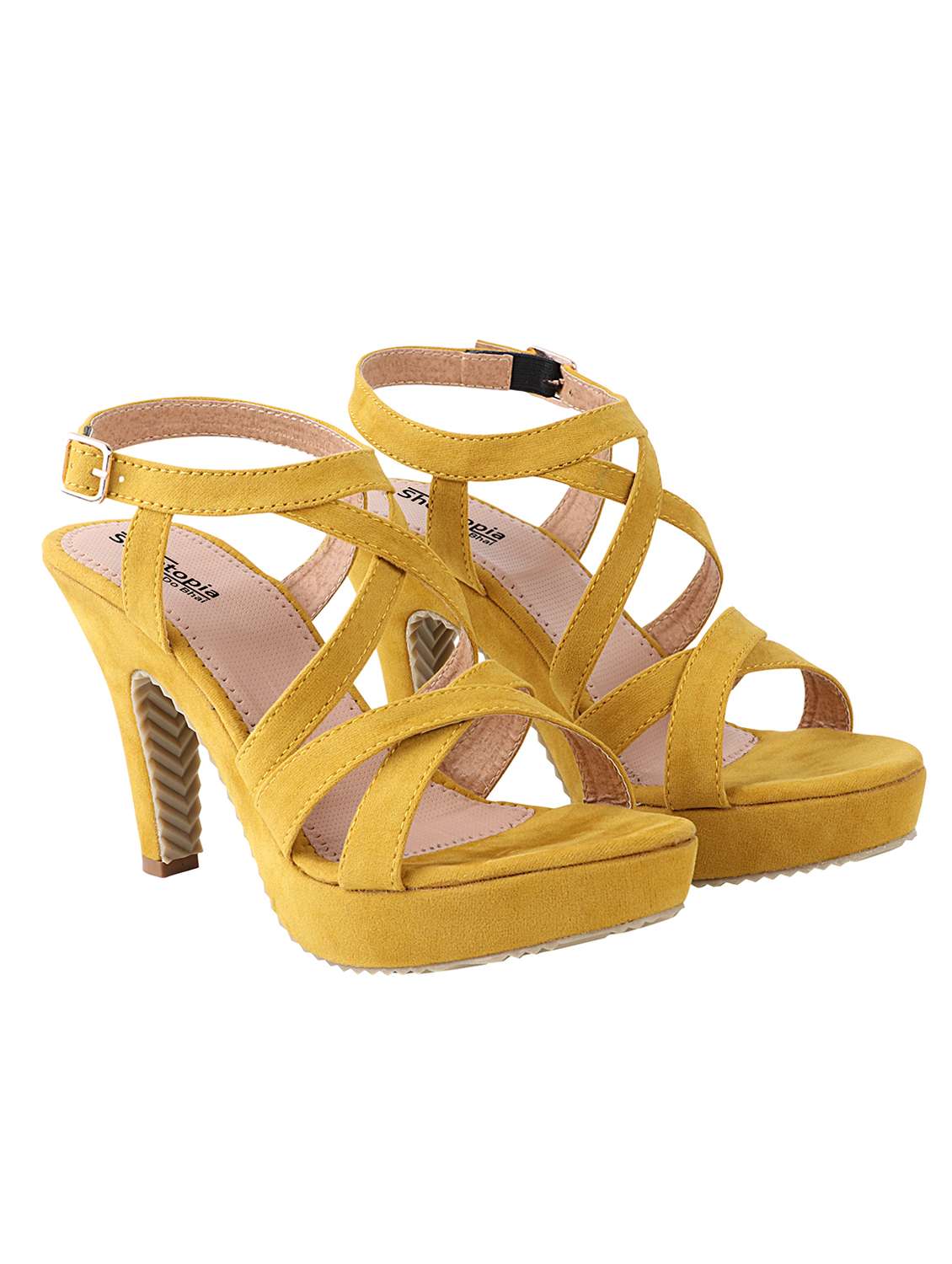 yellow suede ankle strap sandals - 17805835 - Standard Image - 1