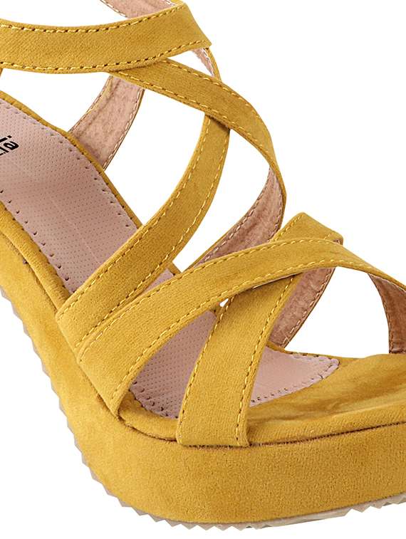 yellow suede ankle strap sandals - 17805835 - Standard Image - 4