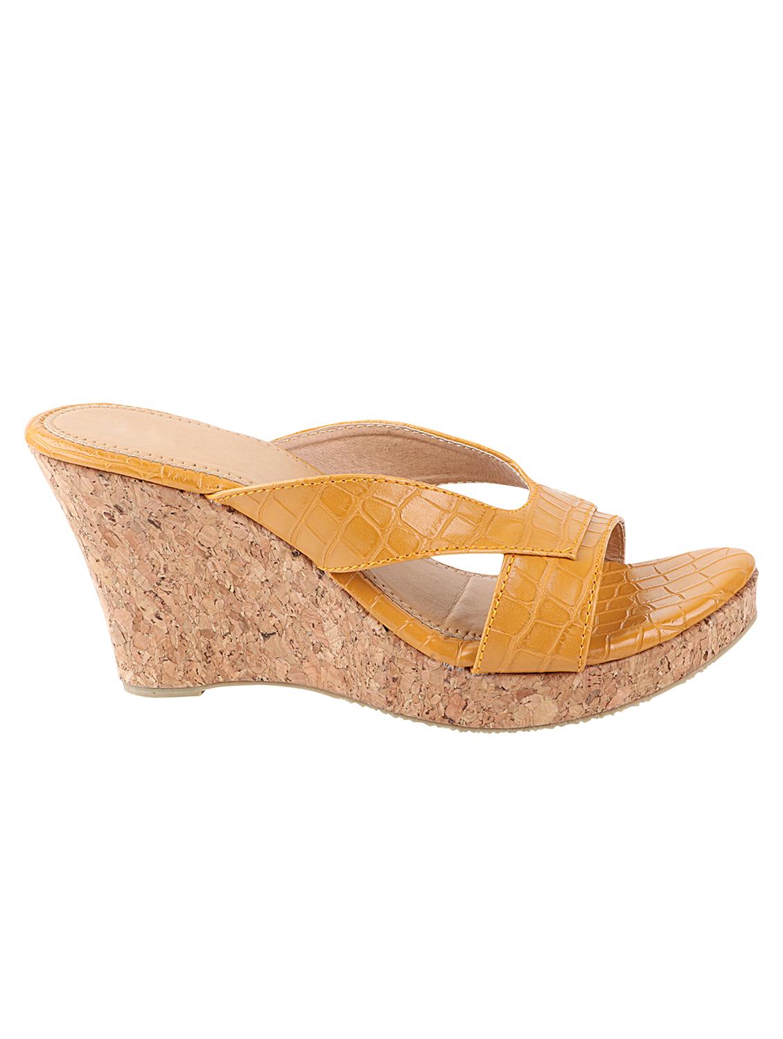 women yellow textured heels - 17805853 - Standard Image - 1