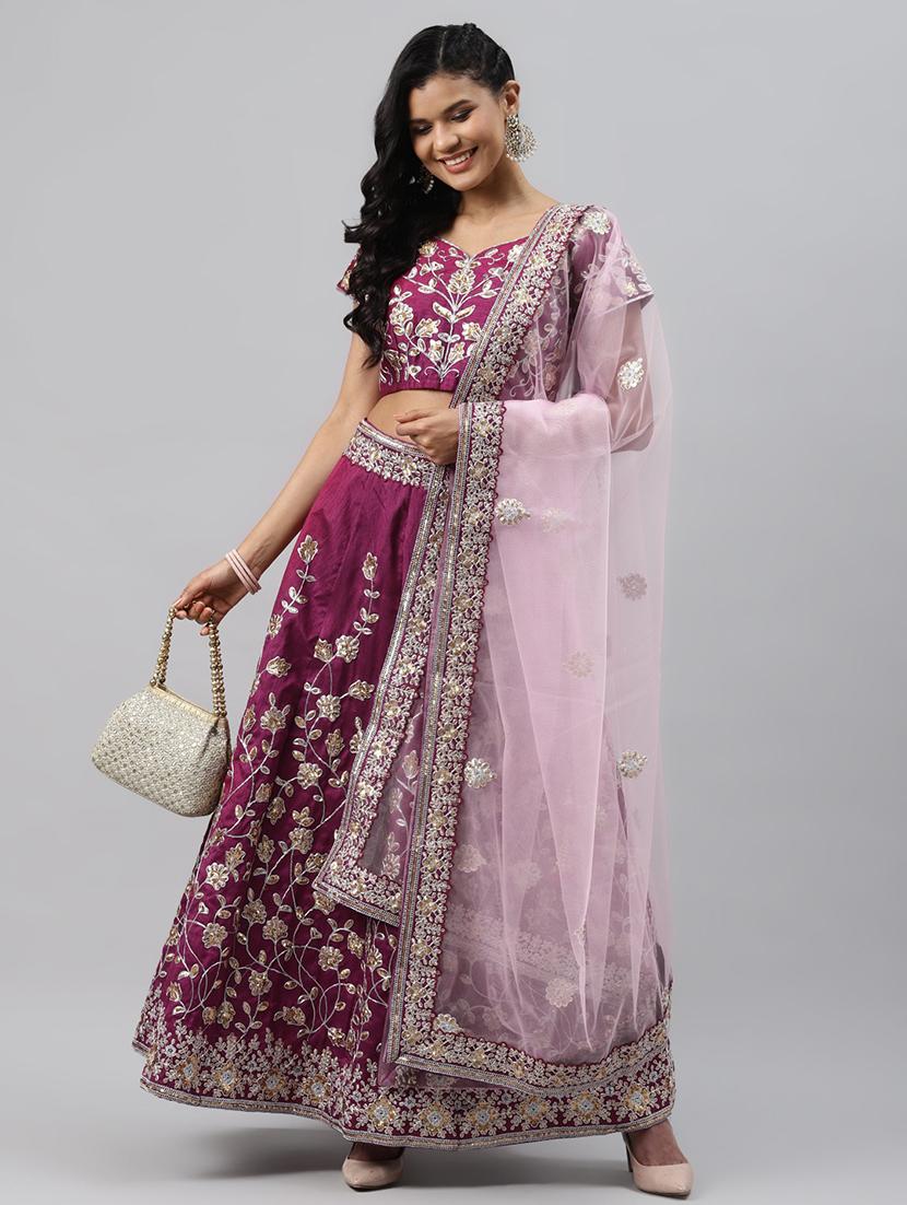 pink raw silk aline lehenga - 17806008 - Standard Image - 1