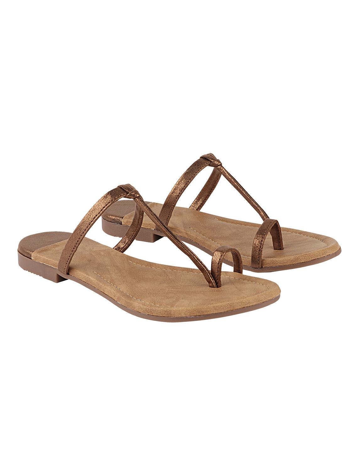 copper synthetic slip on sandals - 17806231 -  Standard Image - 1