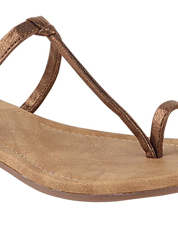 copper synthetic slip on sandals - 17806231 - Standard Image - 4