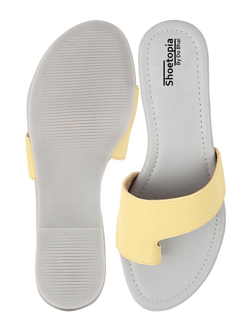 yellow synthetic slip on sandals - 17806254 - Standard Image - 4