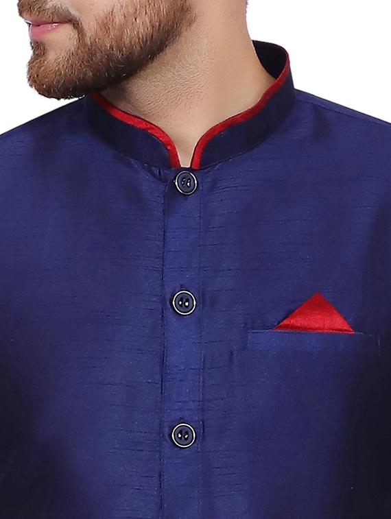 navy blue solid long kurta - 17806674 - Standard Image - 4