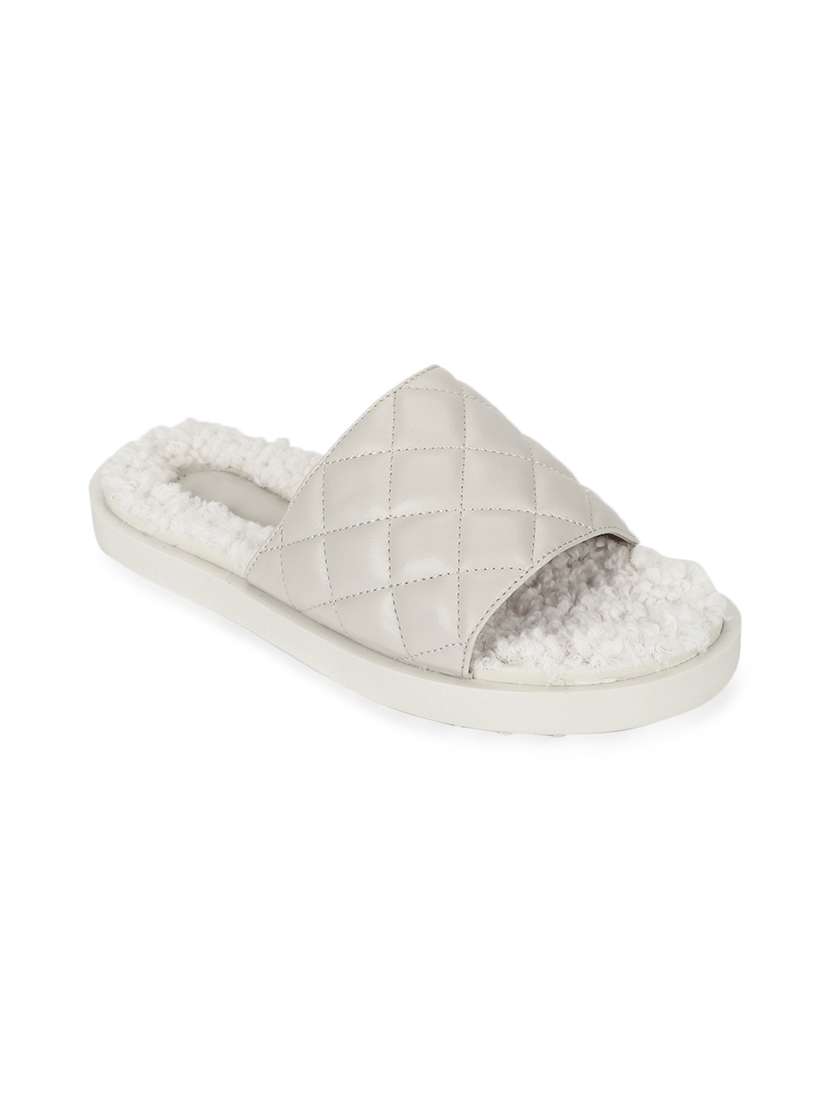 white pu slides flip flops