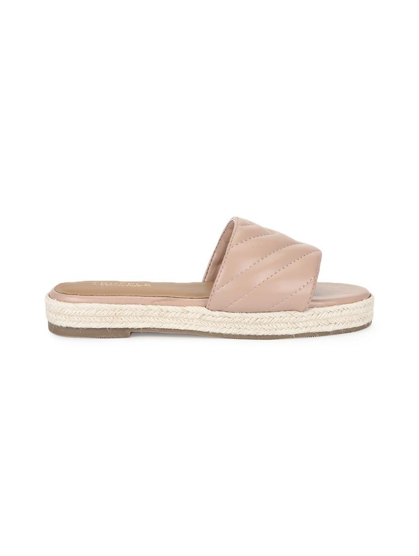 nude pu slides flip flops - 17806877 - Standard Image - 1