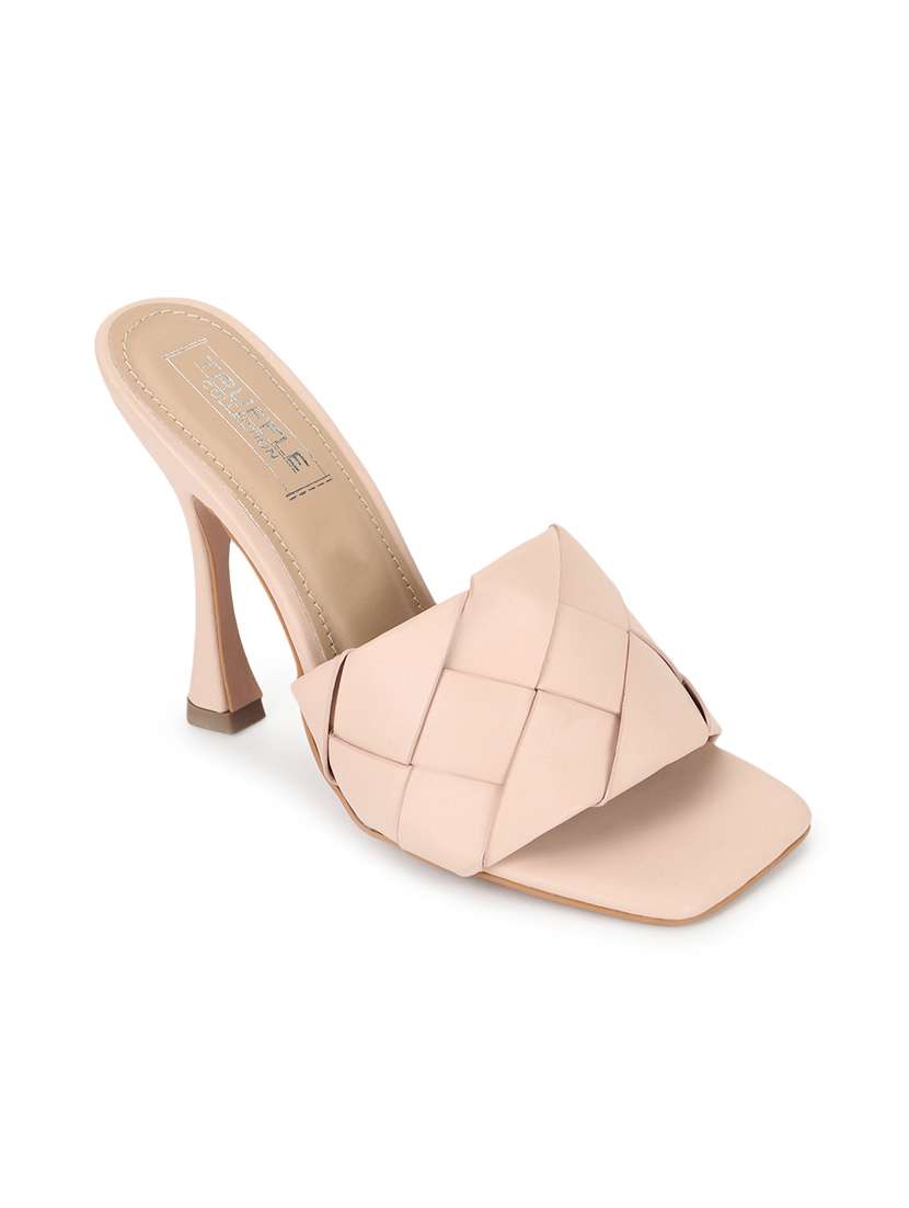 nude pu slip on sandals