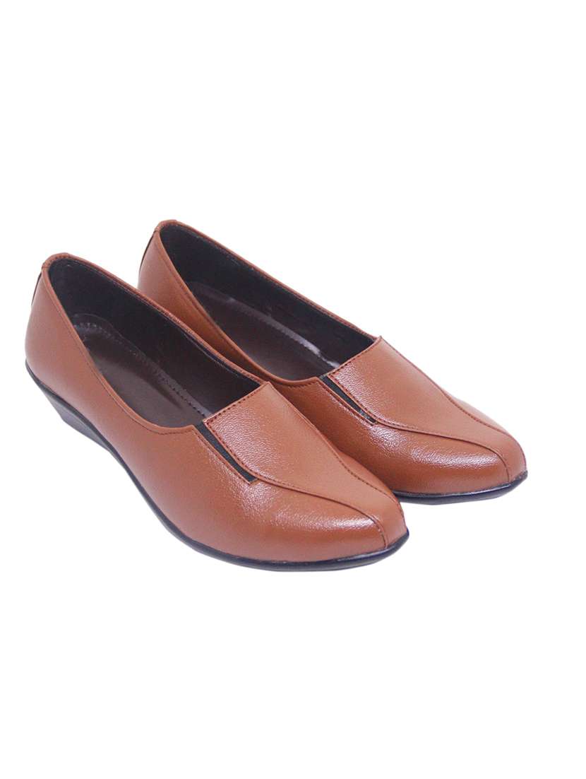 brown pu slip on formal shoes