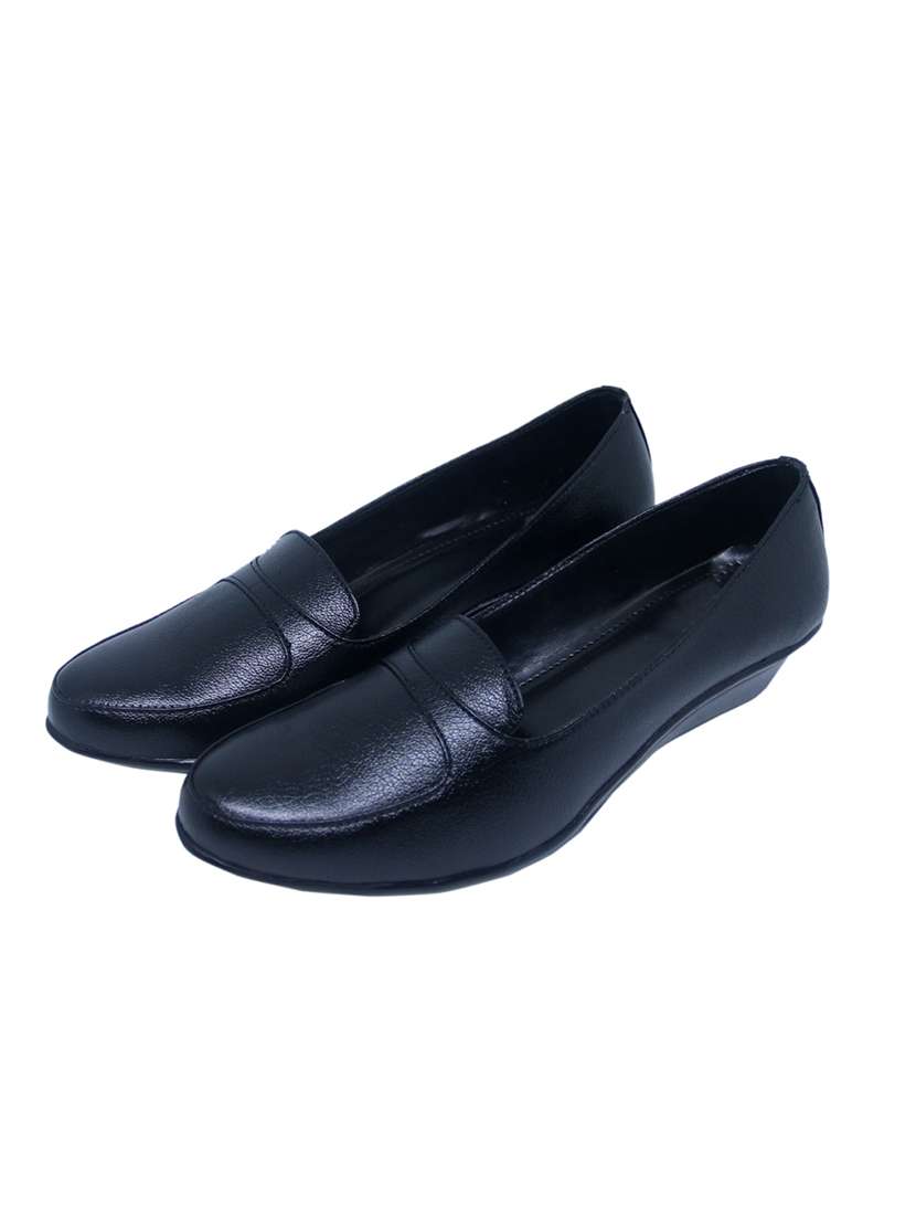black pu slip on formal shoes - 17807017 -  Standard Image - 1