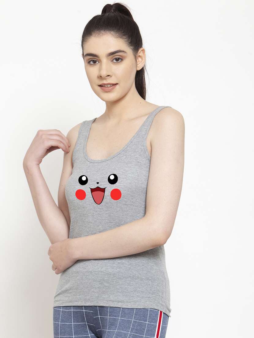 round neck printed tank top - 17807443 - Standard Image - 1