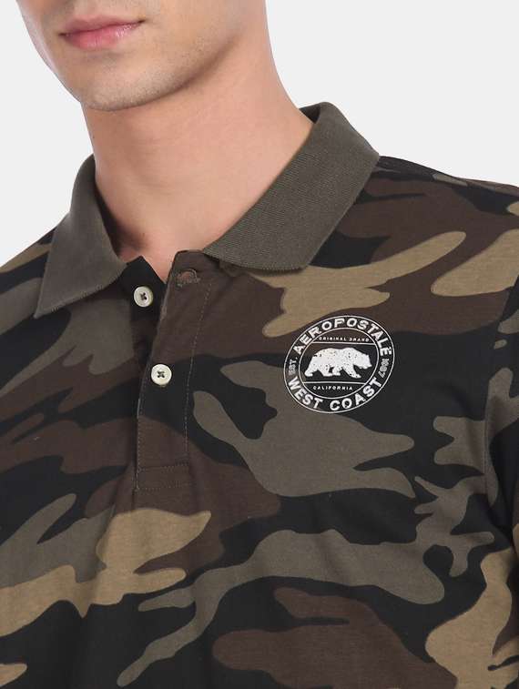 olive green camouflage polo t-shirt - 17807978 -  Standard Image - 4