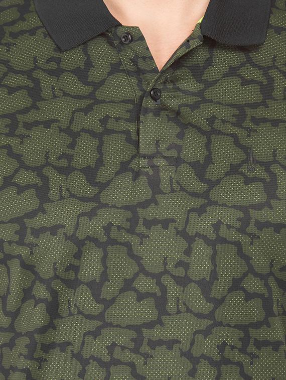 olive green printed polo t-shirt - 17808001 - Standard Image - 4