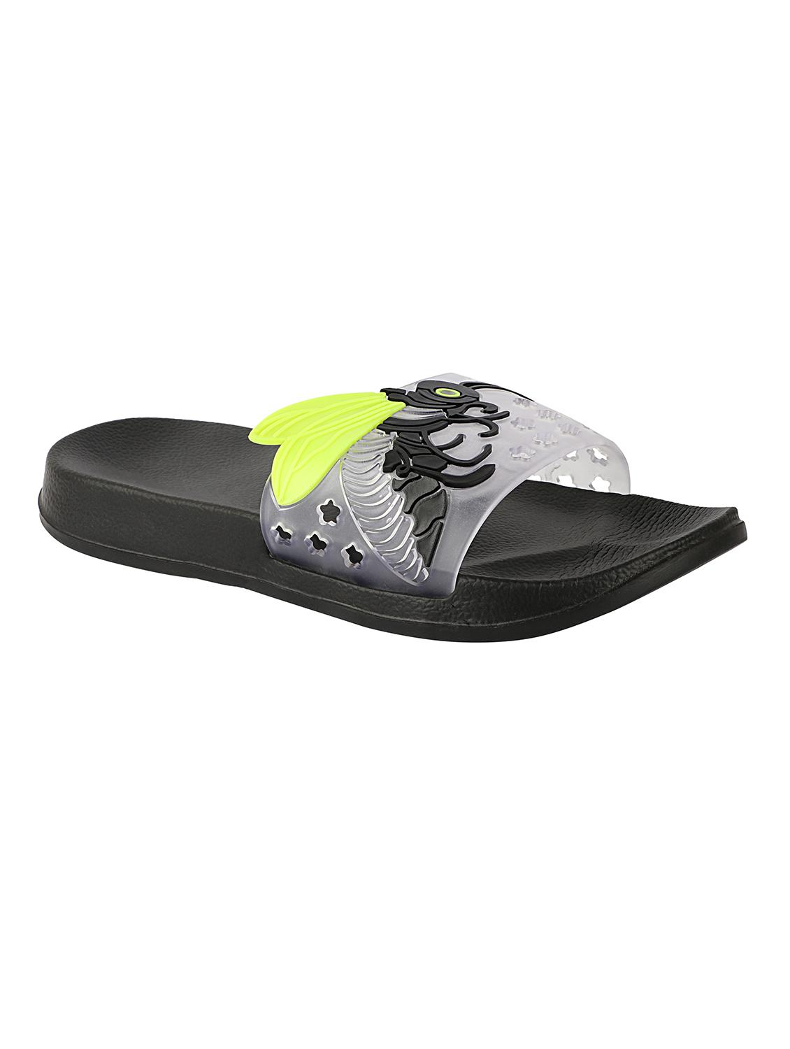 black synthetic slides flip flops - 17808265 - Standard Image - 1
