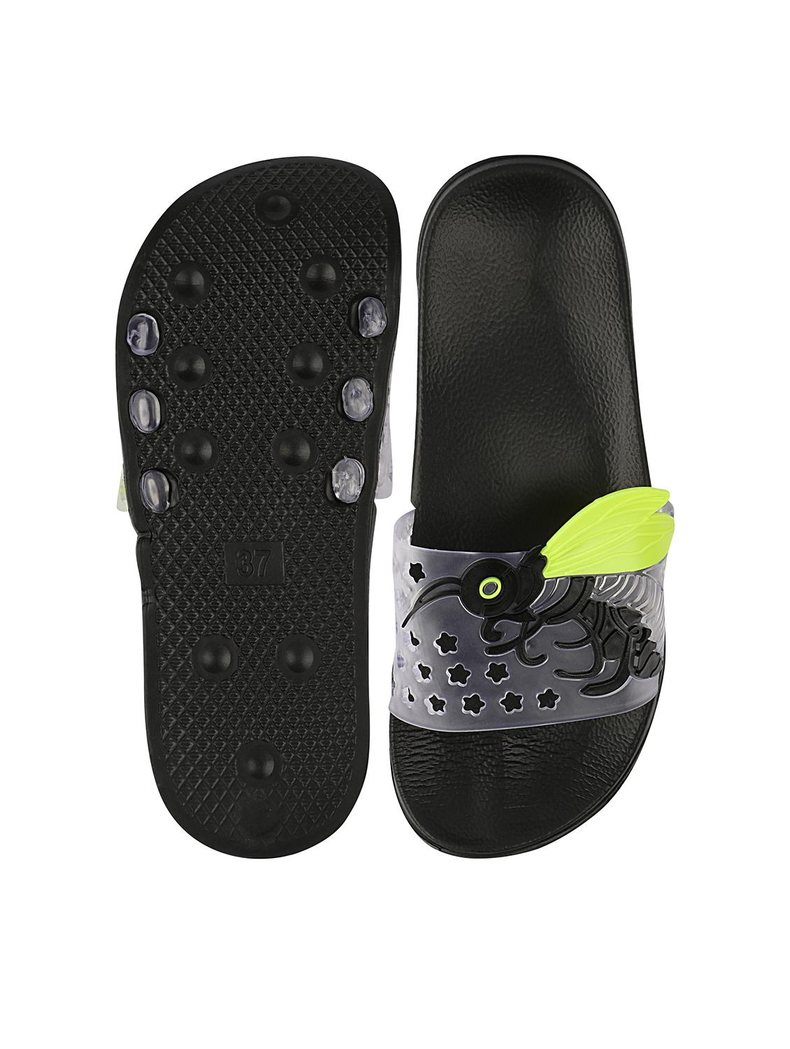 black synthetic slides flip flops - 17808265 - Standard Image - 6
