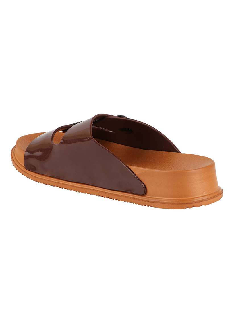 brown slip on  slides - 17808335 -  Standard Image - 1