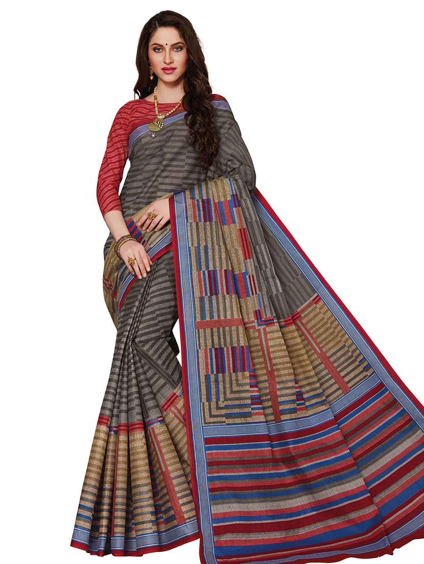 striped printed saree with blouse