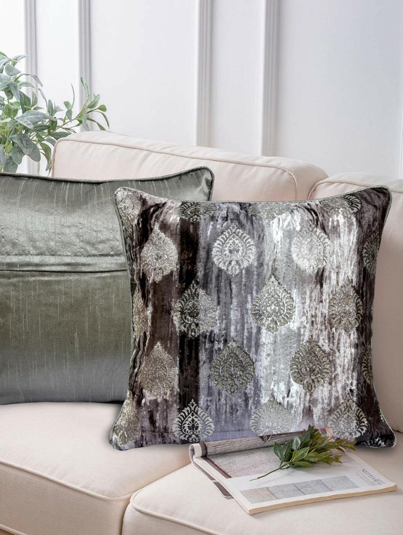 indhome life embosed self design bedroom & living room cushion cover set sofa velvet cushion covers '16x16inches' (set of 2 pcs)