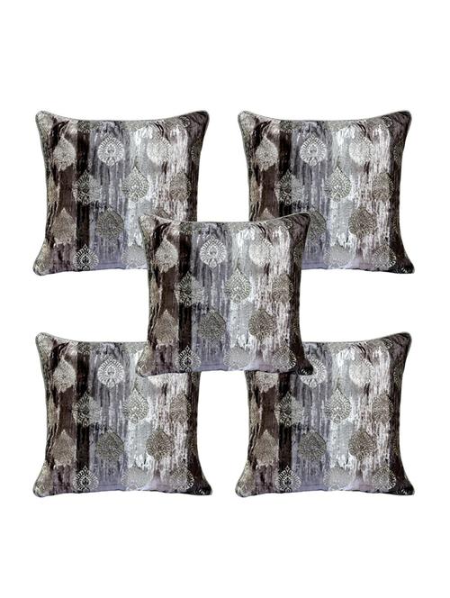 indhome life embosed self  bedroom & living room cushion cover set sofa velvet cushion covers '16x16inches' (set of 5 pcs) - 17808936 -  Standard Image - 0