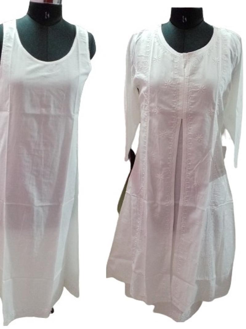 lucknowi chikankari double leyer kurti - 17809150 - Standard Image - 1