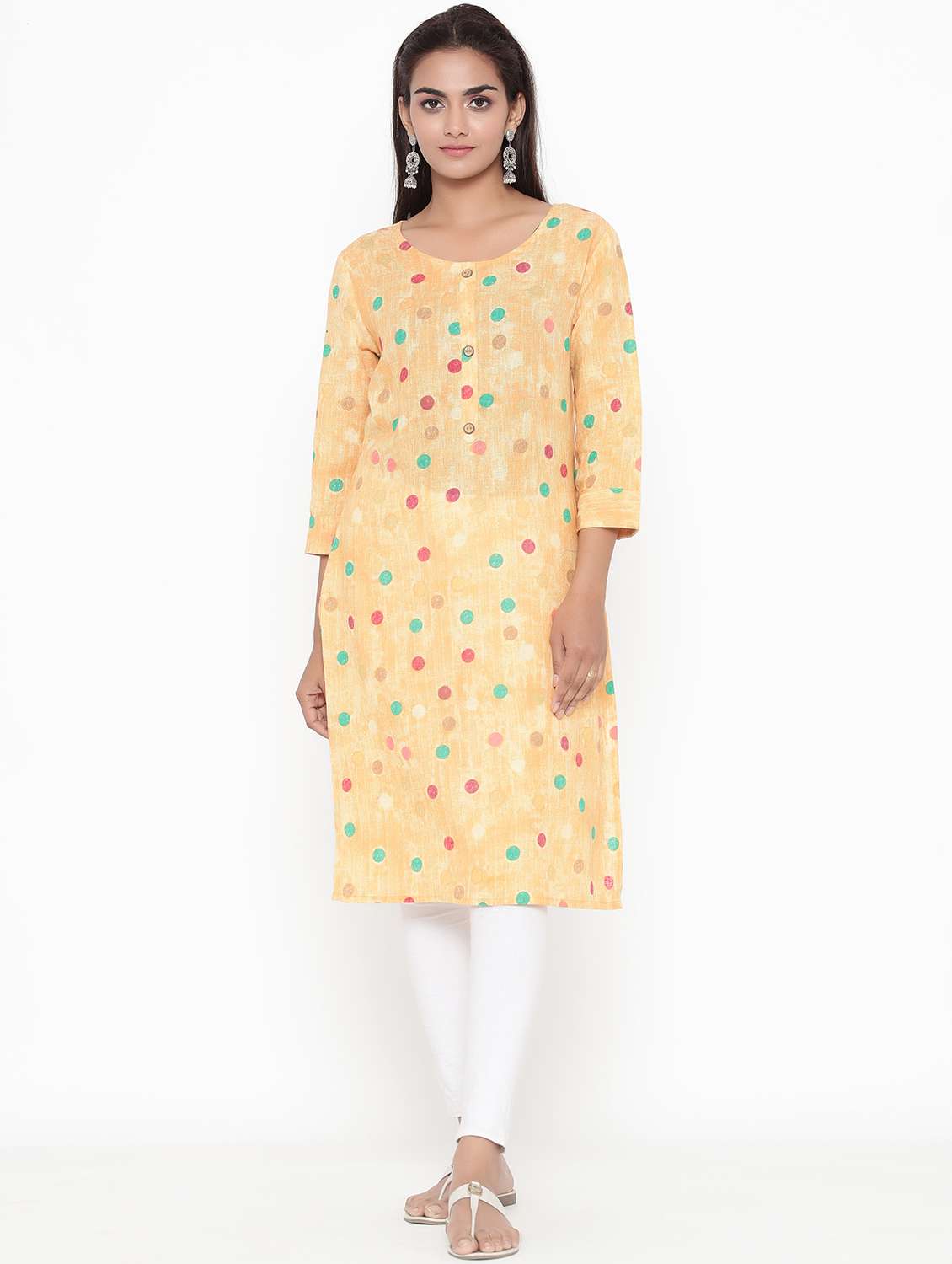 polka dot straight kurta