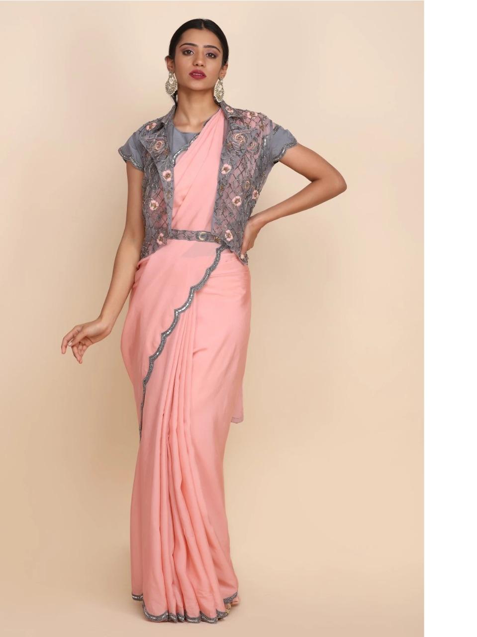 ethnic saree pink color - 17809609 - Standard Image - 1