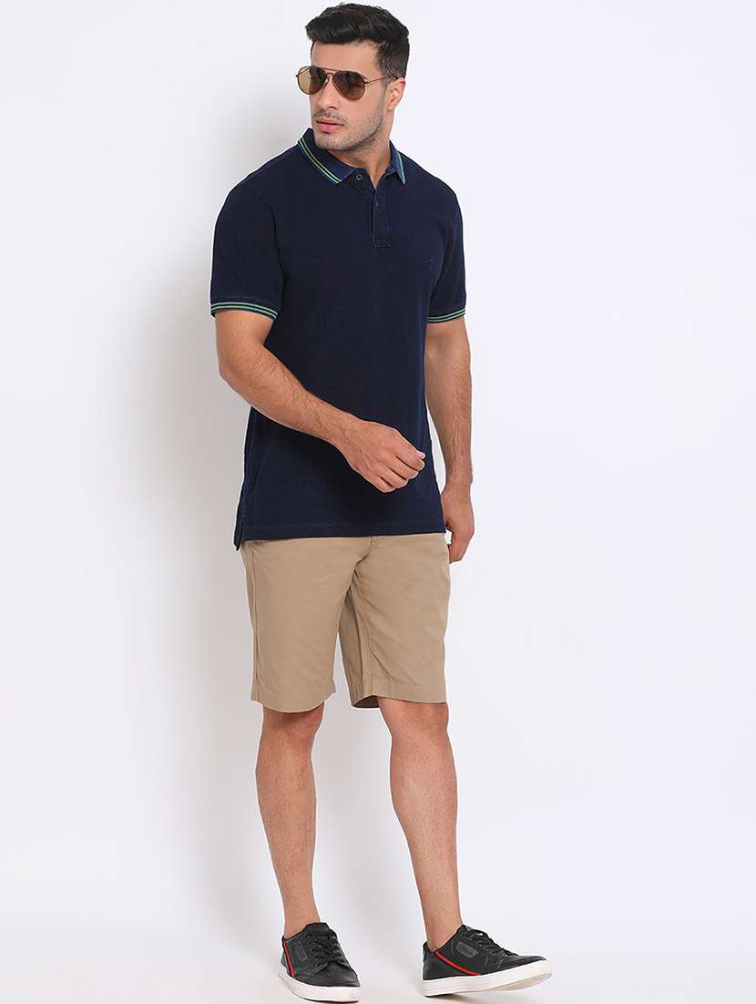 beige solid bermuda shorts - 17809701 - Standard Image - 4