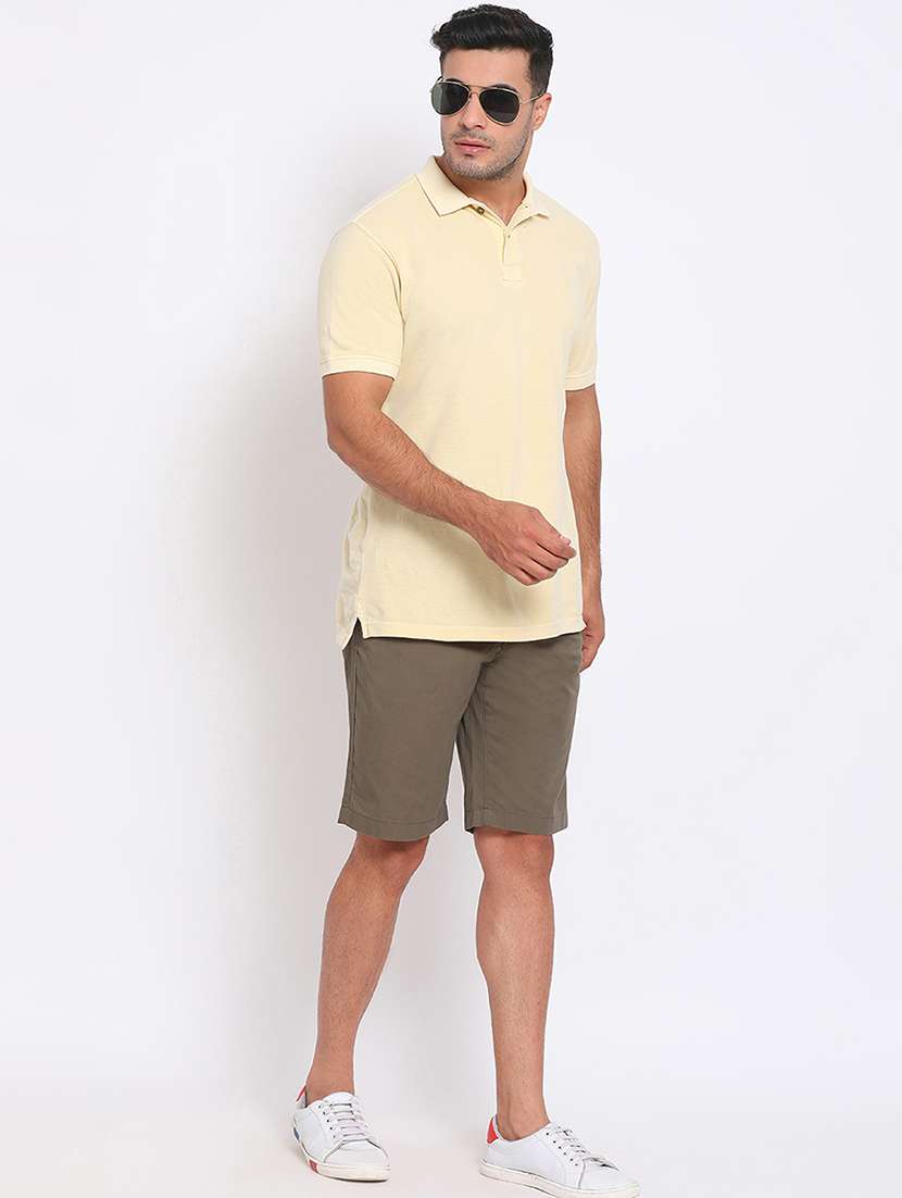 olive green solid bermuda shorts - 17809702 - Standard Image - 4