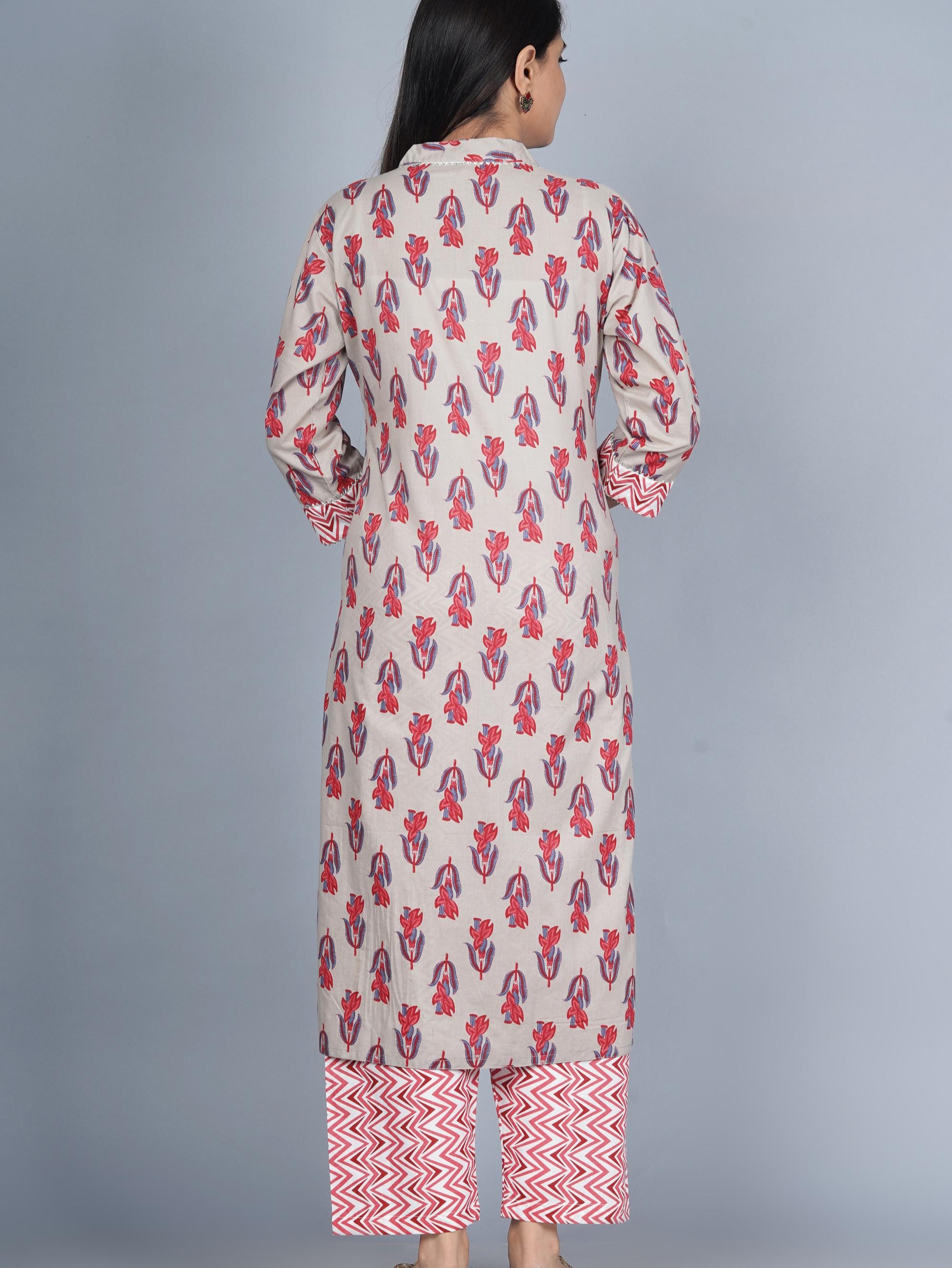 equin crafts women's cotton printed collared - 17810033 - Standard Image - 1