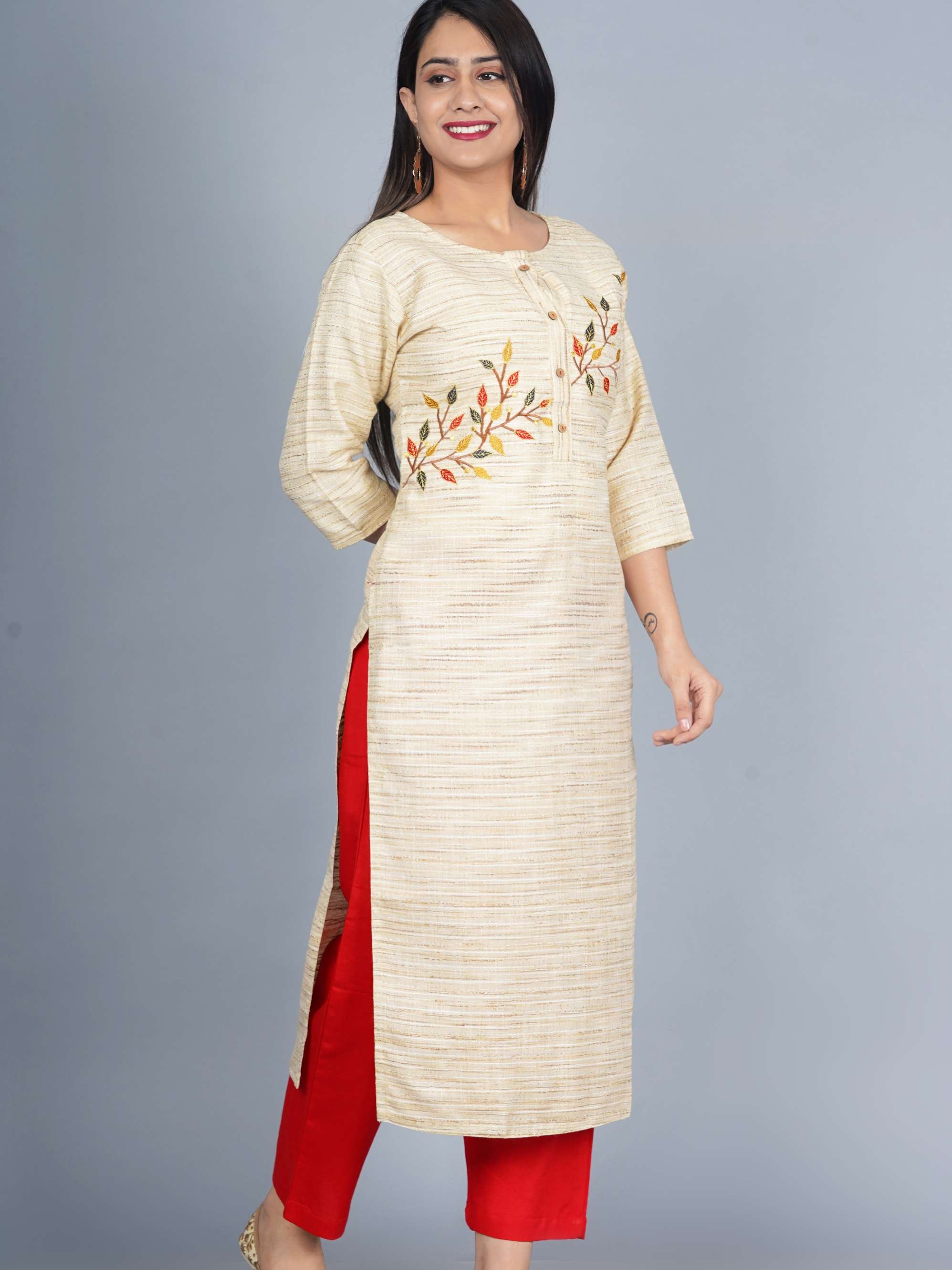 sequin crafts women's khadi embroidered kurti  - 17810037 -  Standard Image - 4