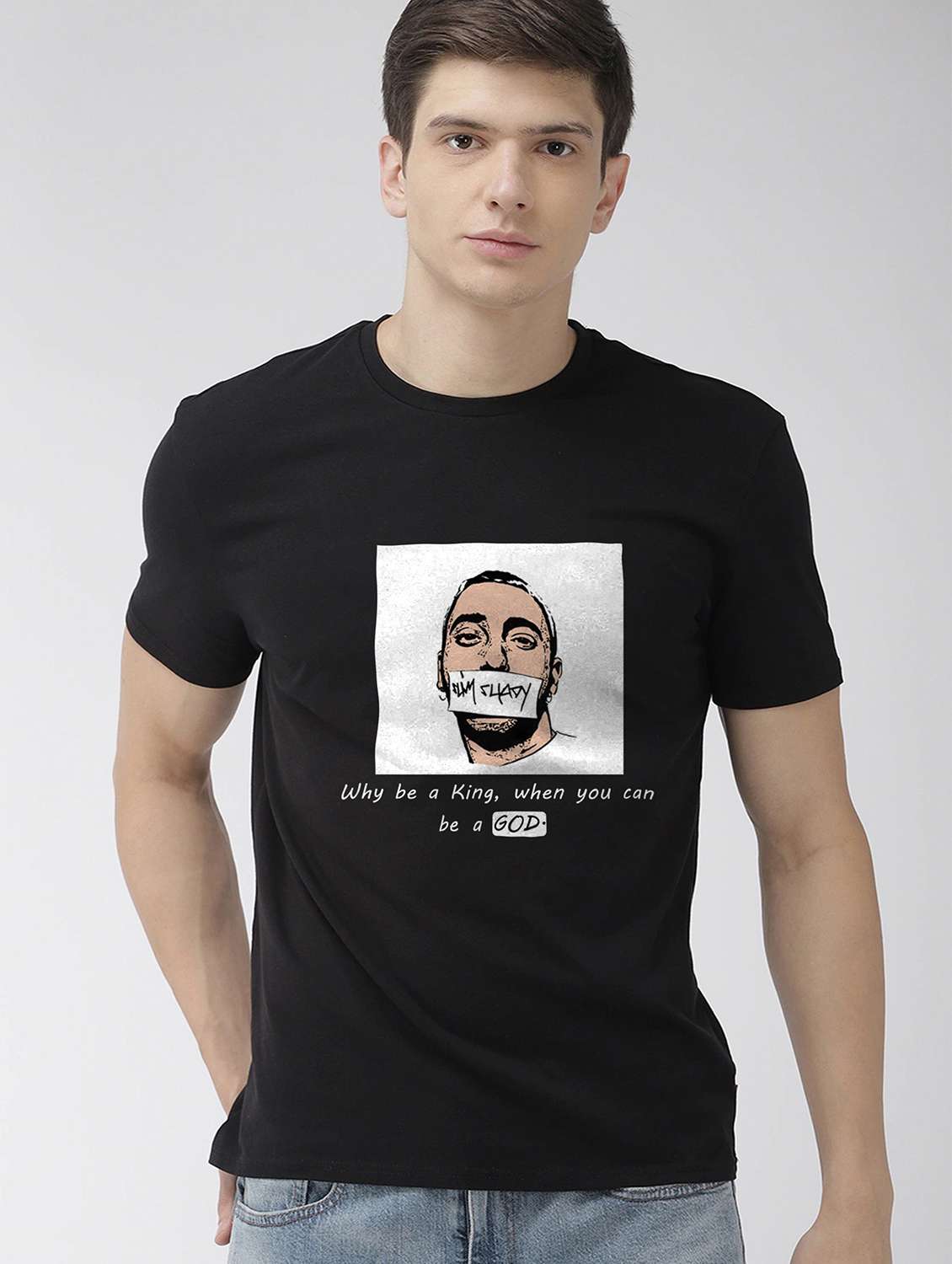 black front print t-shirt