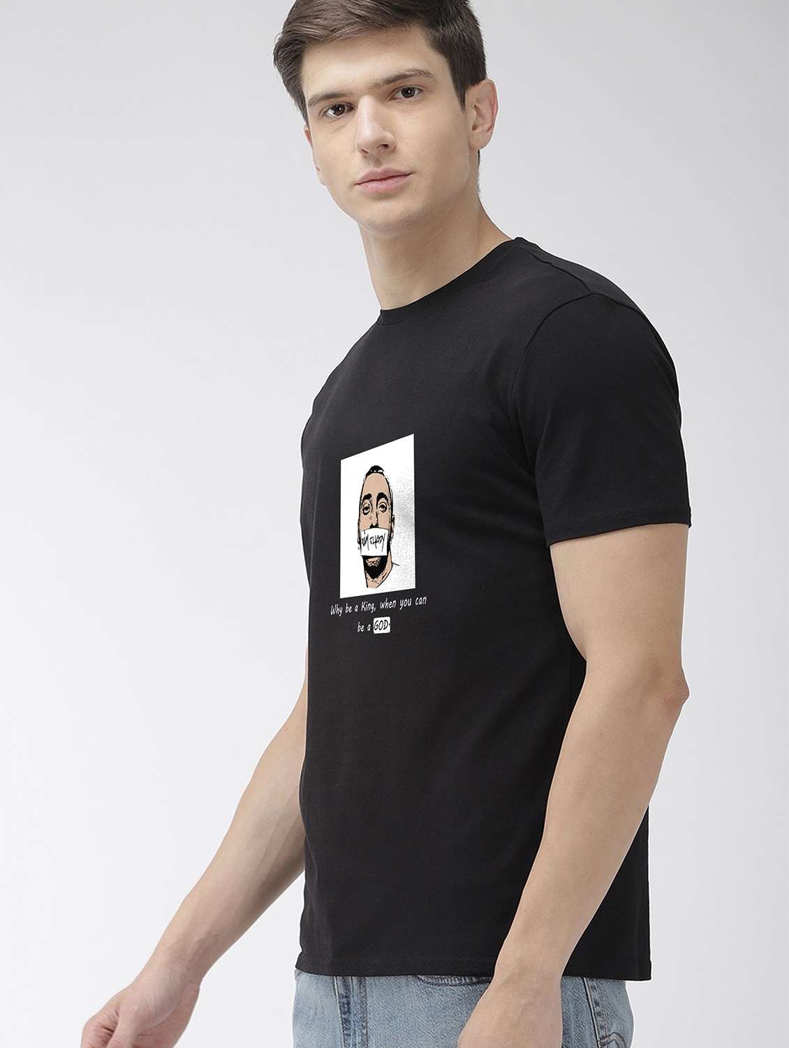 black front print t-shirt - 17810179 - Standard Image - 1
