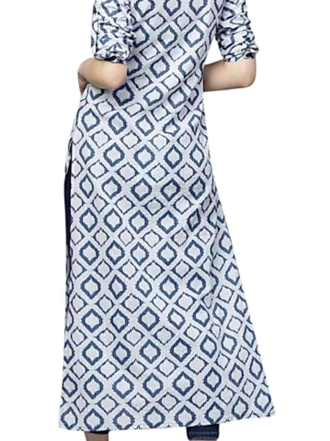 cotton blend kurti(blue&white)  - 17811487 -  Standard Image - 1