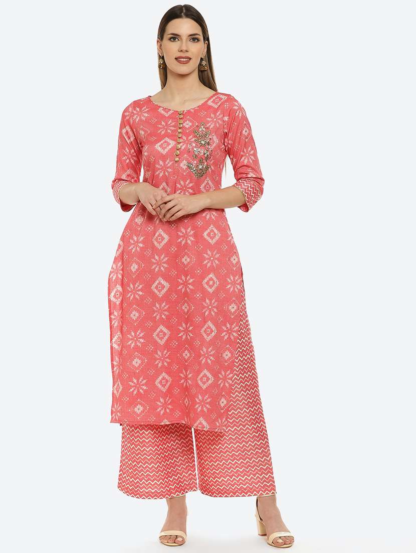 peach rayon kurta palazzo  set