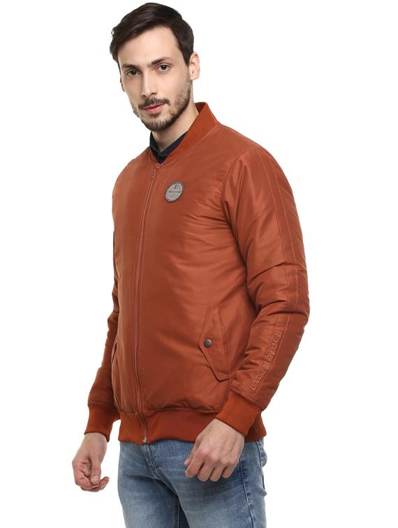 brown solid casual jacket - 17812184 -  Standard Image - 1