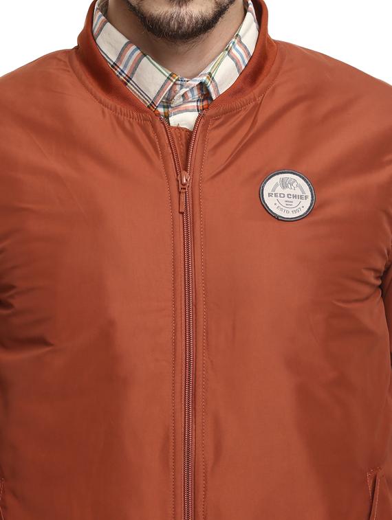 brown solid casual jacket - 17812184 - Standard Image - 4