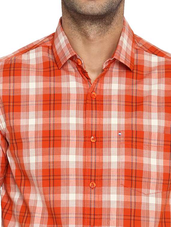 orange checkered casual shirt - 17812212 -  Standard Image - 4