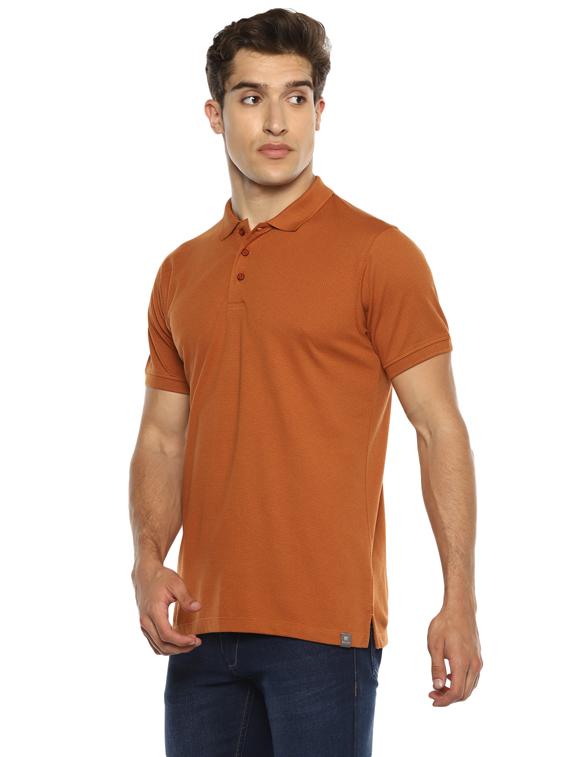 orange self design polo t-shirt - 17812215 - Standard Image - 1