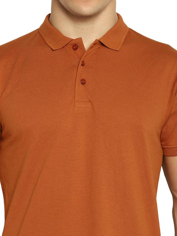 orange self design polo t-shirt - 17812215 - Standard Image - 4