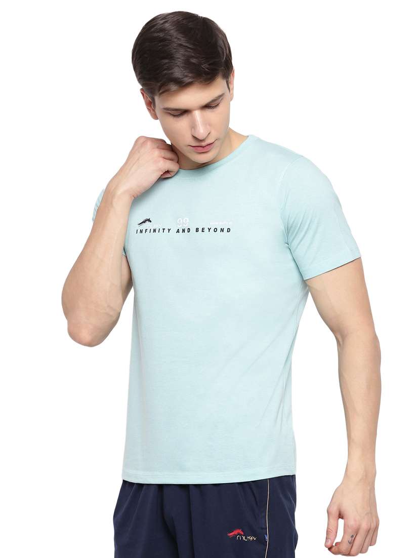 light blue chest print t-shirt - 17812867 - Standard Image - 1