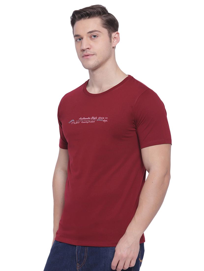 maroon chest print t-shirt - 17812868 -  Standard Image - 1