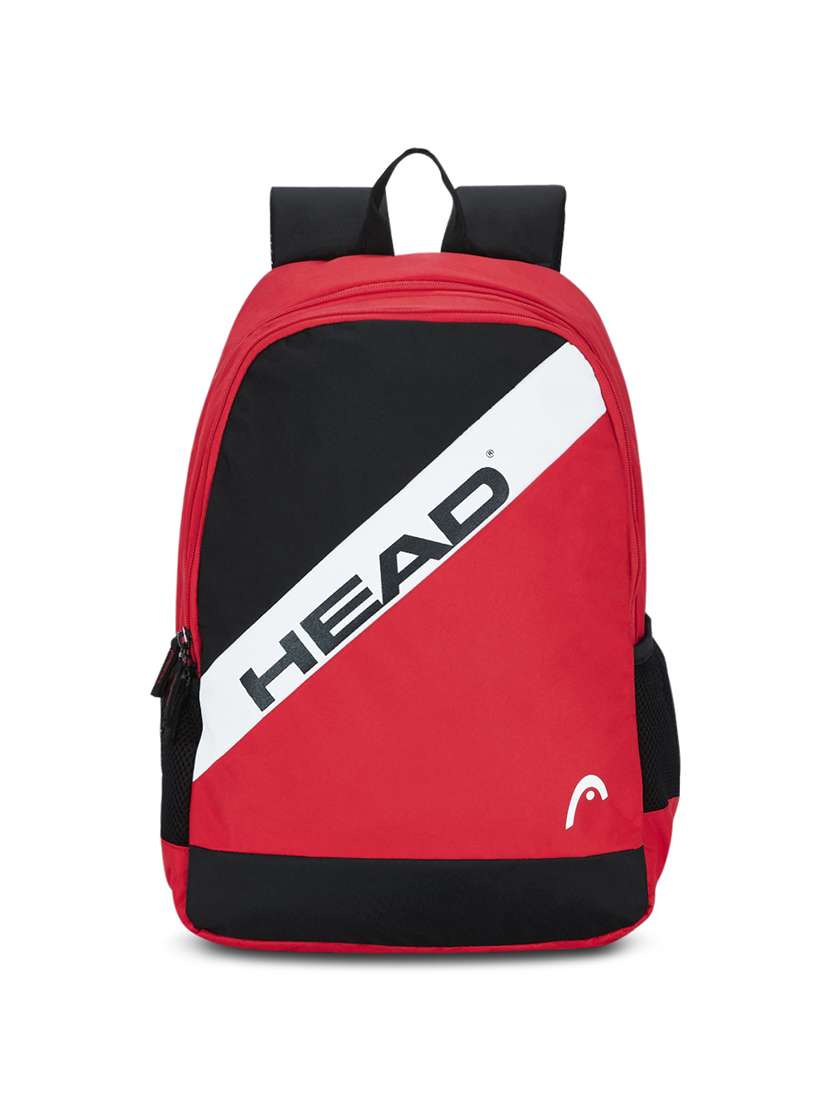 red polyester backpack