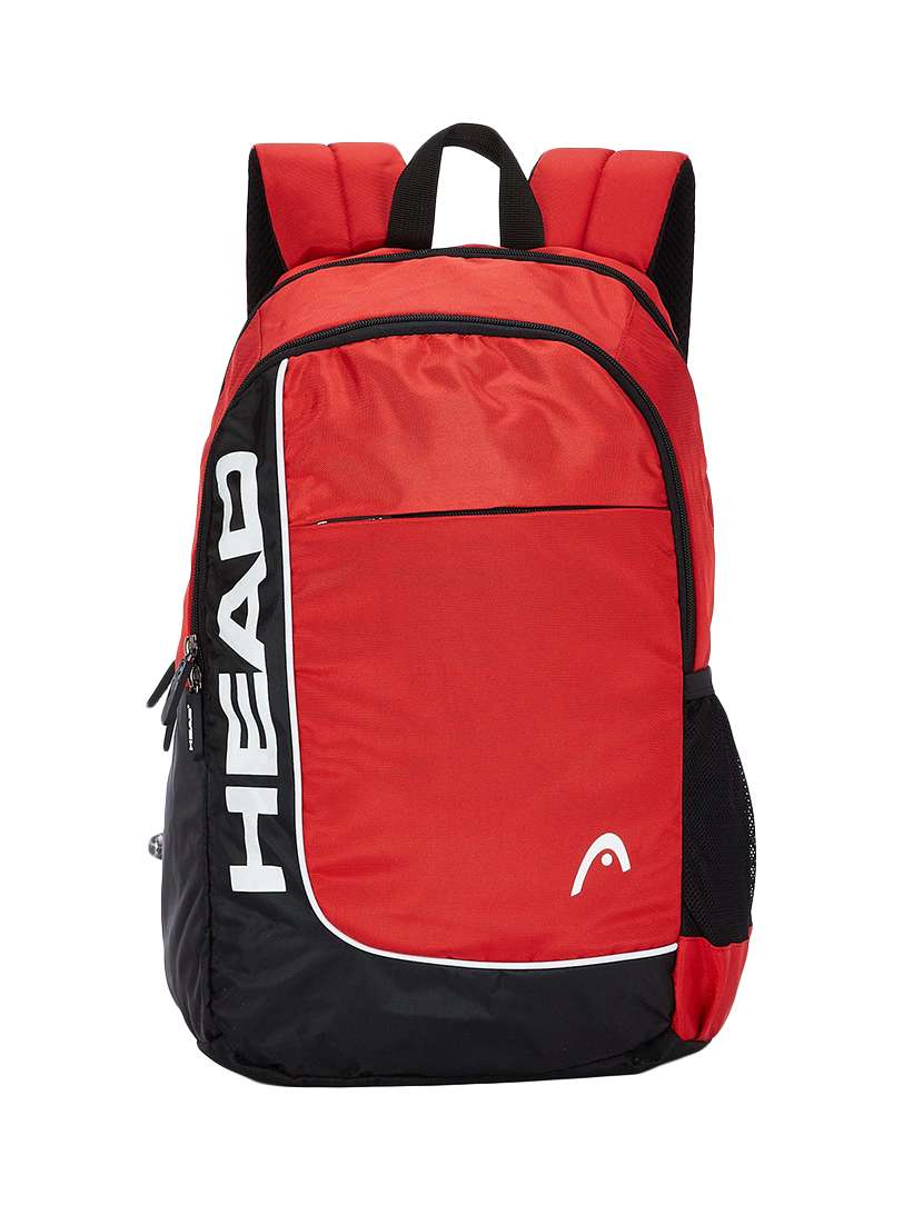 red  polyester backpack