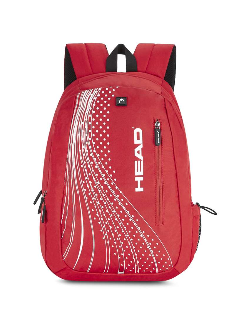 red polyester backpack