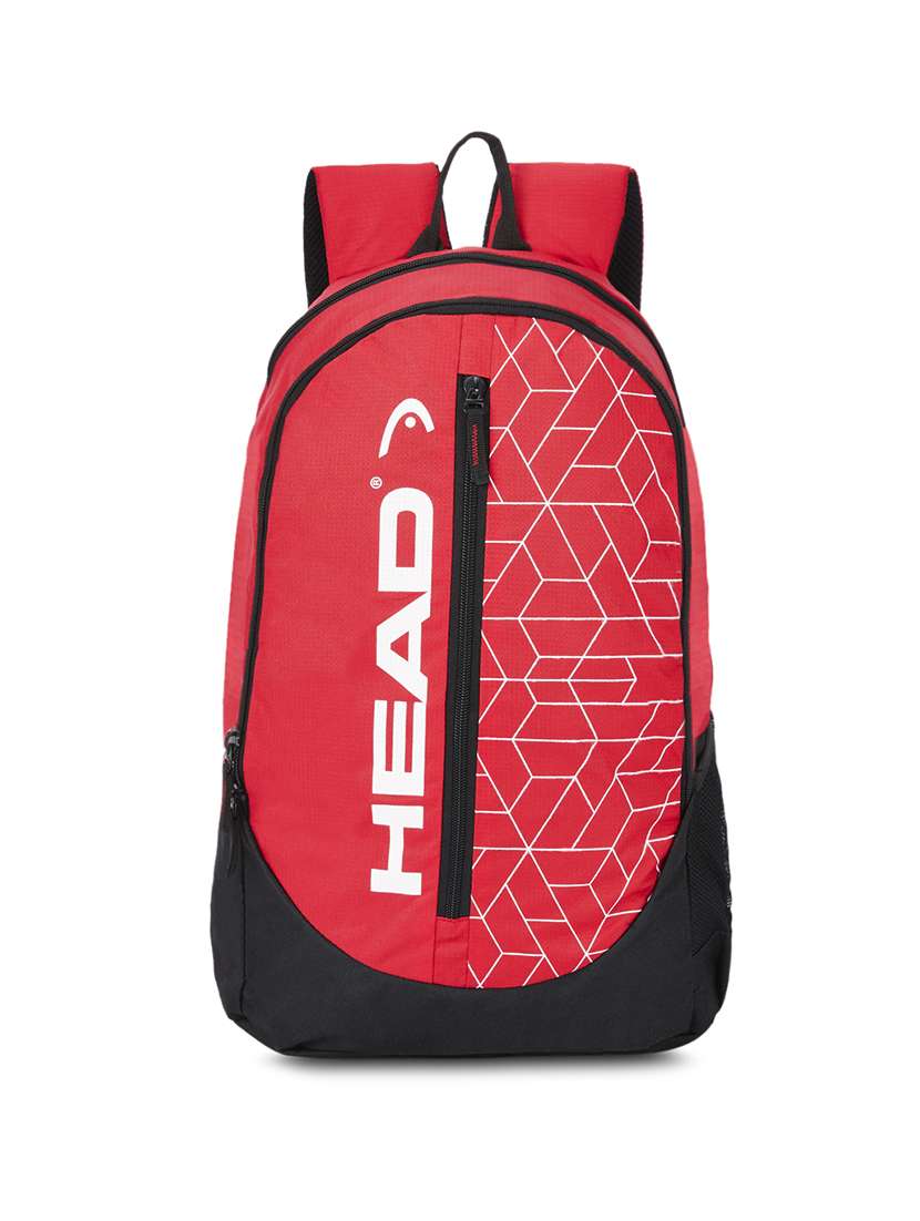 red polyester backpack