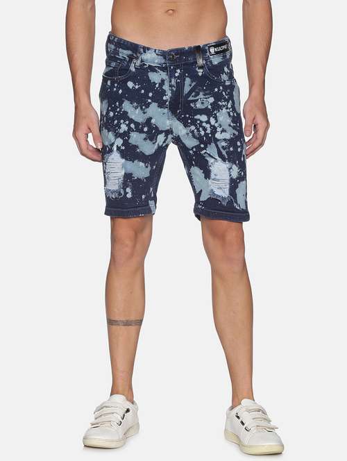 blue printed denim shorts - 17813703 -  Standard Image - 0
