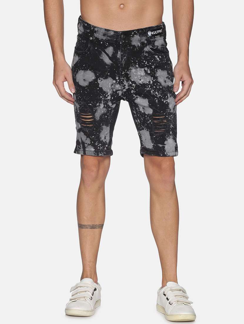 black printed denim shorts - 17813704 - Zoom Image - 0