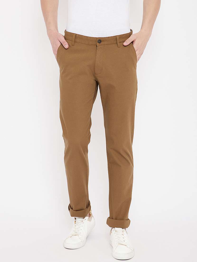 brown solid chinos 