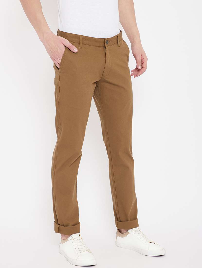 brown solid chinos  - 17813963 -  Standard Image - 1