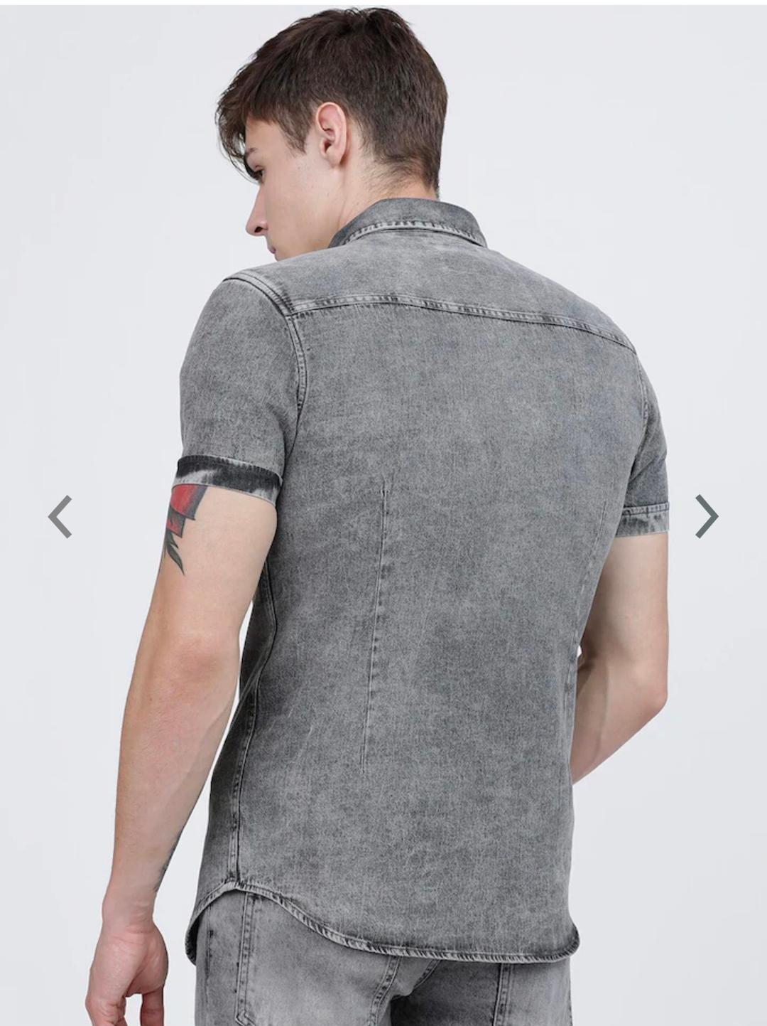 grey cotton casual shirt - 17814322 - Standard Image - 1